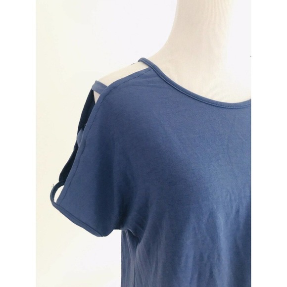 Anthropologie | Purple Snow Cut Out Top Womens S Blue Short Sleeves Tie - Picture 3 of 11